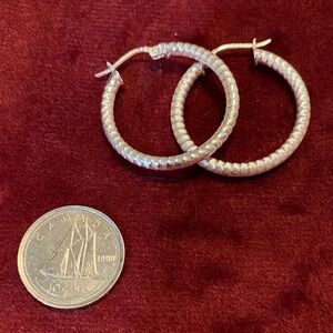 Chic Silver Textured Hoop Earrings